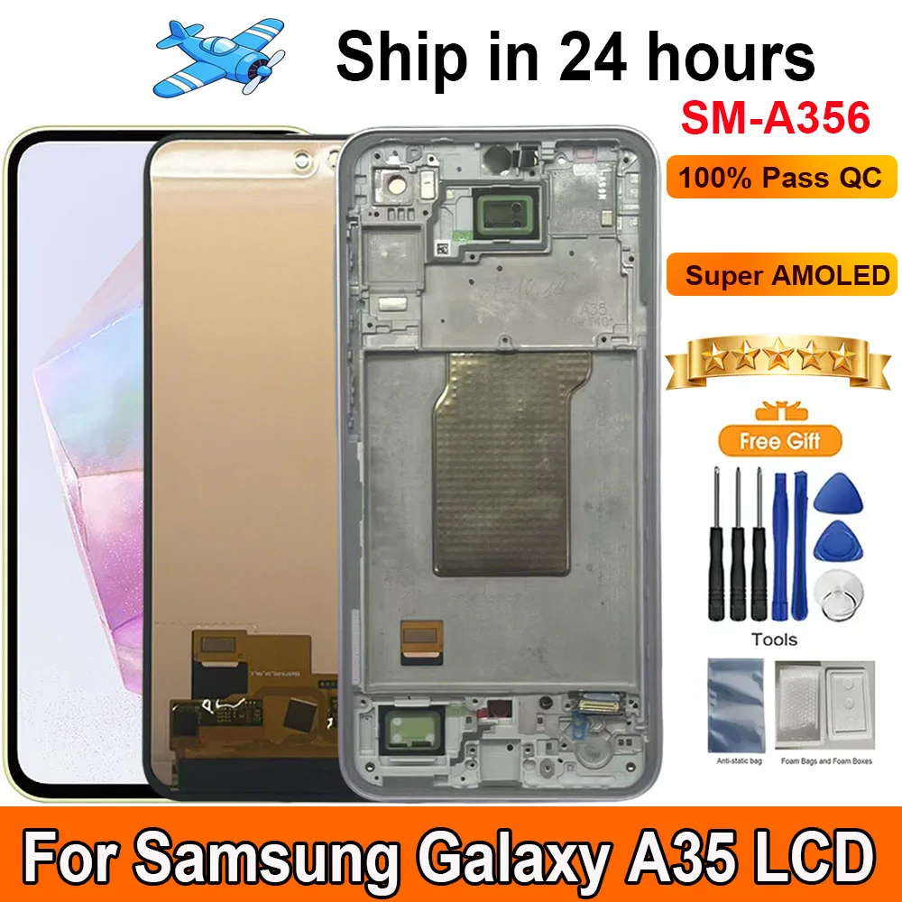 

6.6‘‘AMOLED For Samsung Galaxy A35 LCD Display Touch Panel Digitizer AAssembly With Frame Display Replacement Screen SM-A356