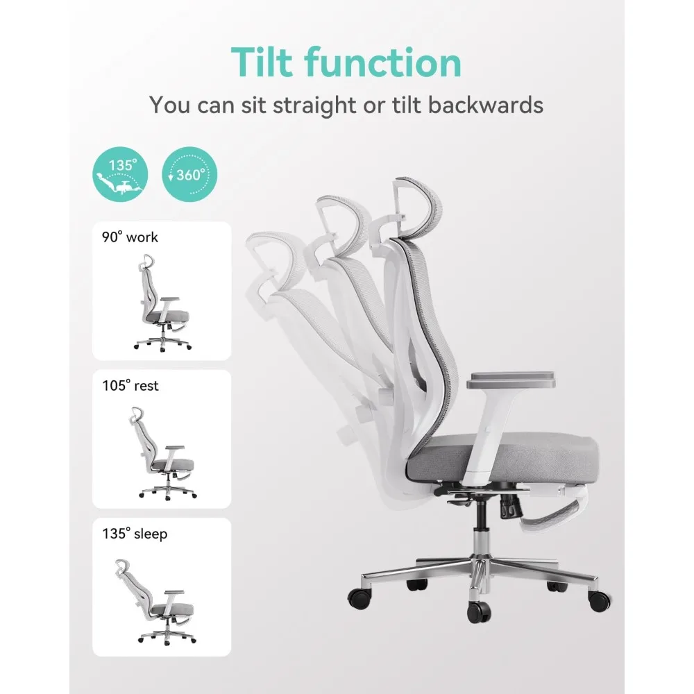 P5 Ergonomic Office Chair, Desk Chair with Adjustable Lumbar Support and Height, Comfortable Mesh Computer Chair with Customized