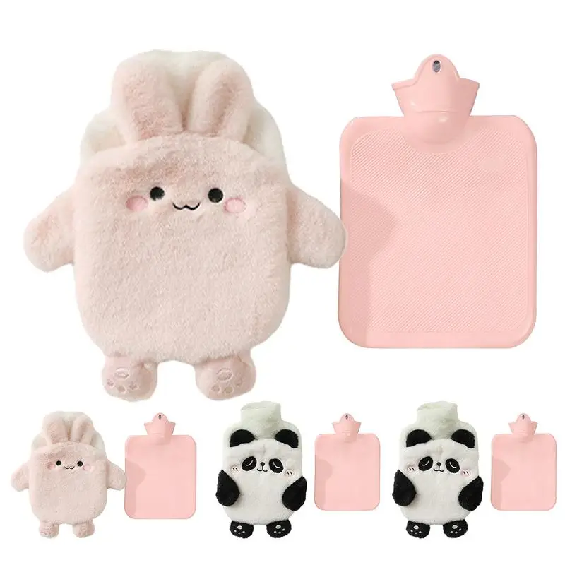 Hot Water Bag Furry Removable Hot Water Bottles Reusable Hand Warmer With Cloth Cover Girl Winter