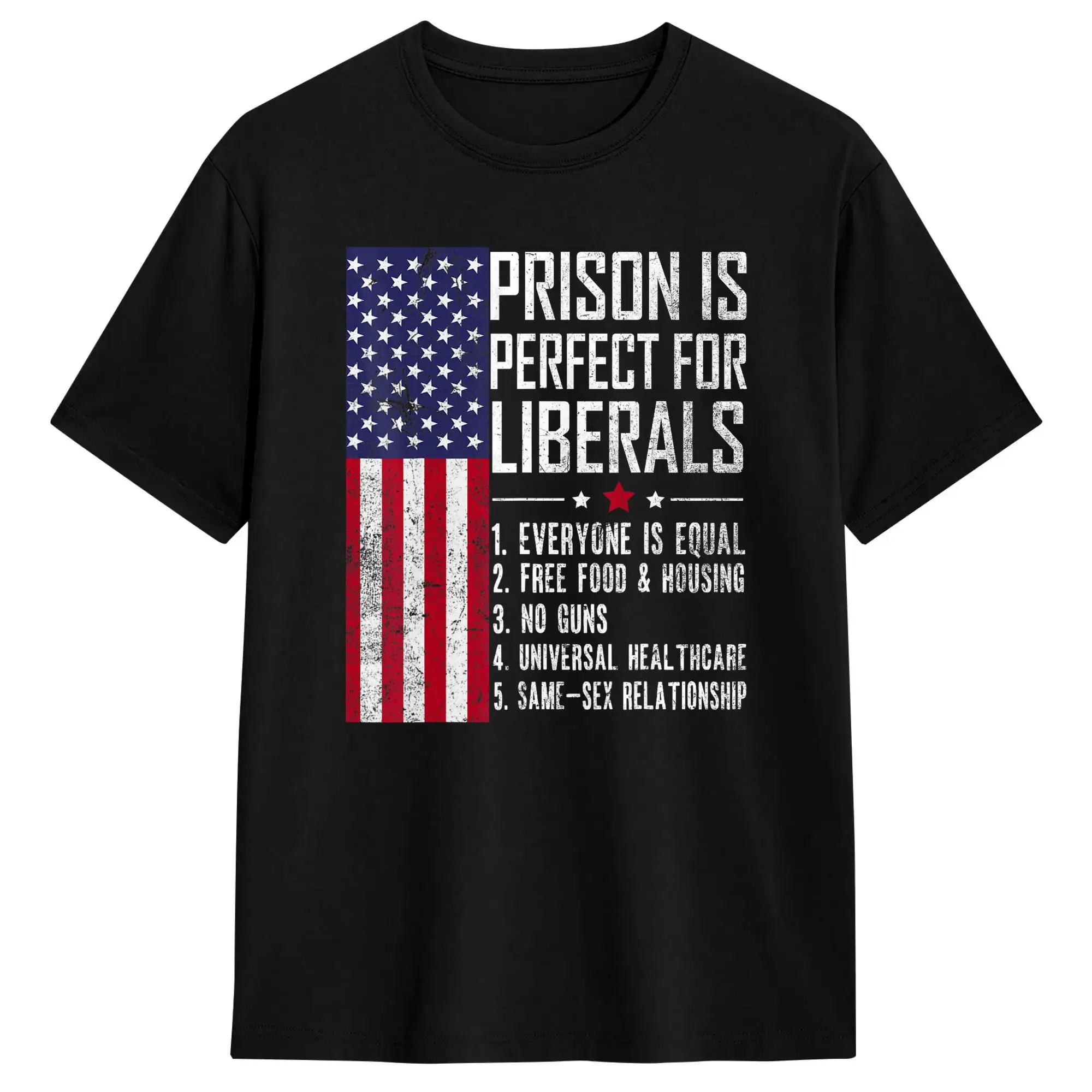 Oversized T-Shirt Prison is Perfect for Liberals Funny Anti Liberal Quote Cotton T Shirts  Fashion Tee Shirt Short Sleeve Tops,