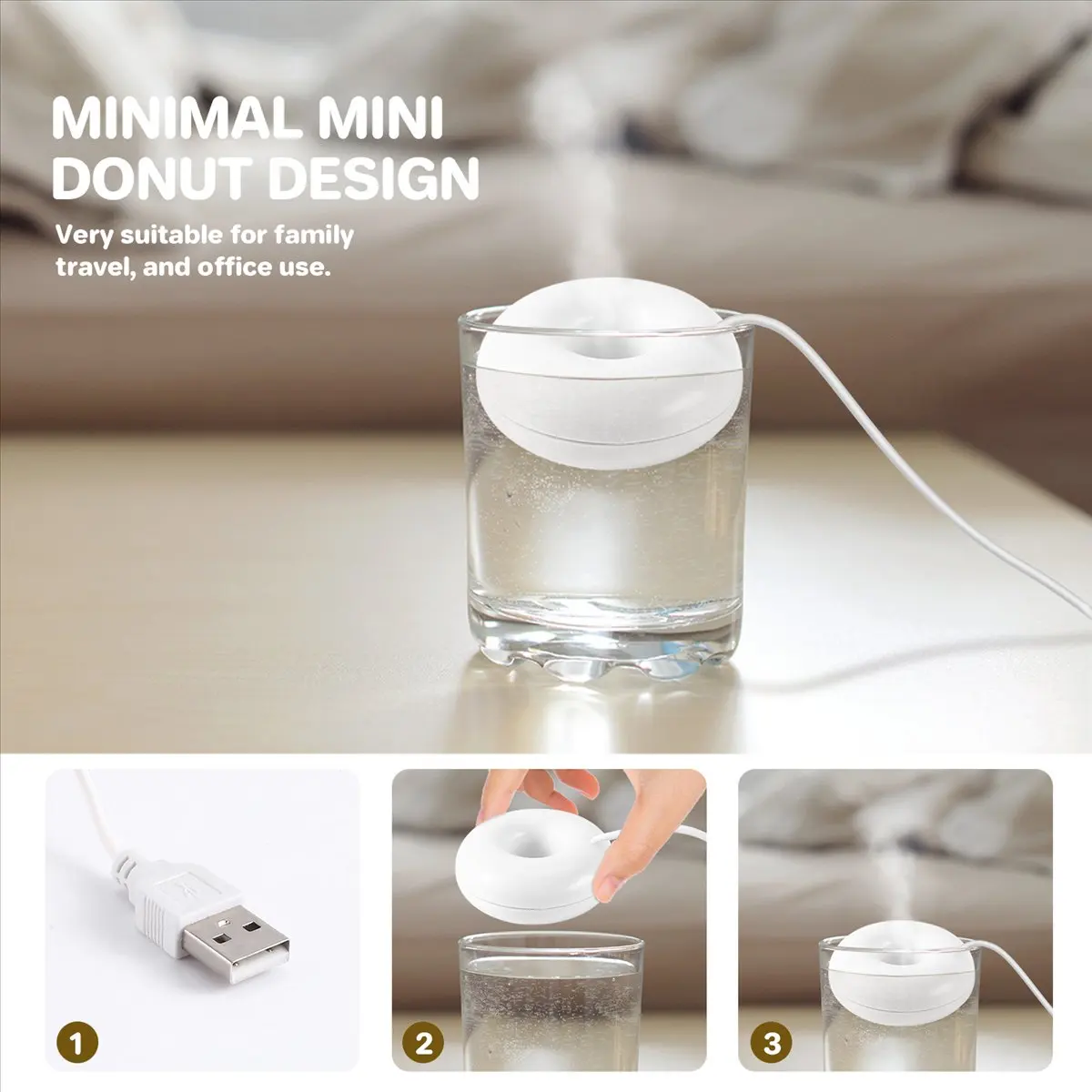 A271K White donut humidifier usb desktop mini humidifier portable white SUMMER