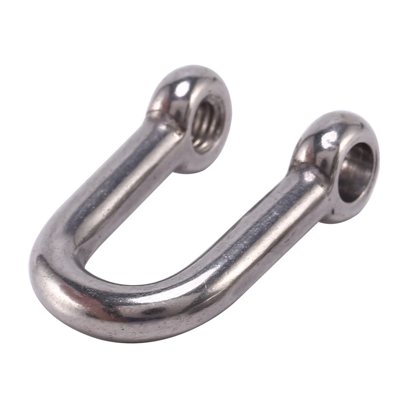 3X,M6x38mm Straight D-Shackle, Short, Stainless Steel AISI 316