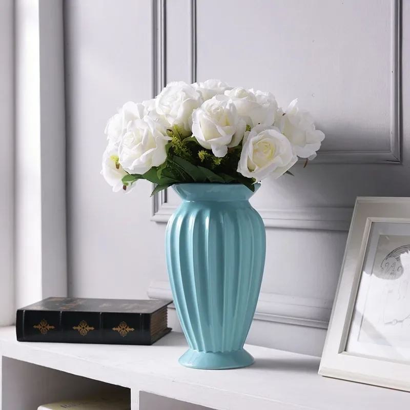 Modern Minimalist Europe Style Ceramic Flower Vase Ornaments Tabletop White Home Christmas