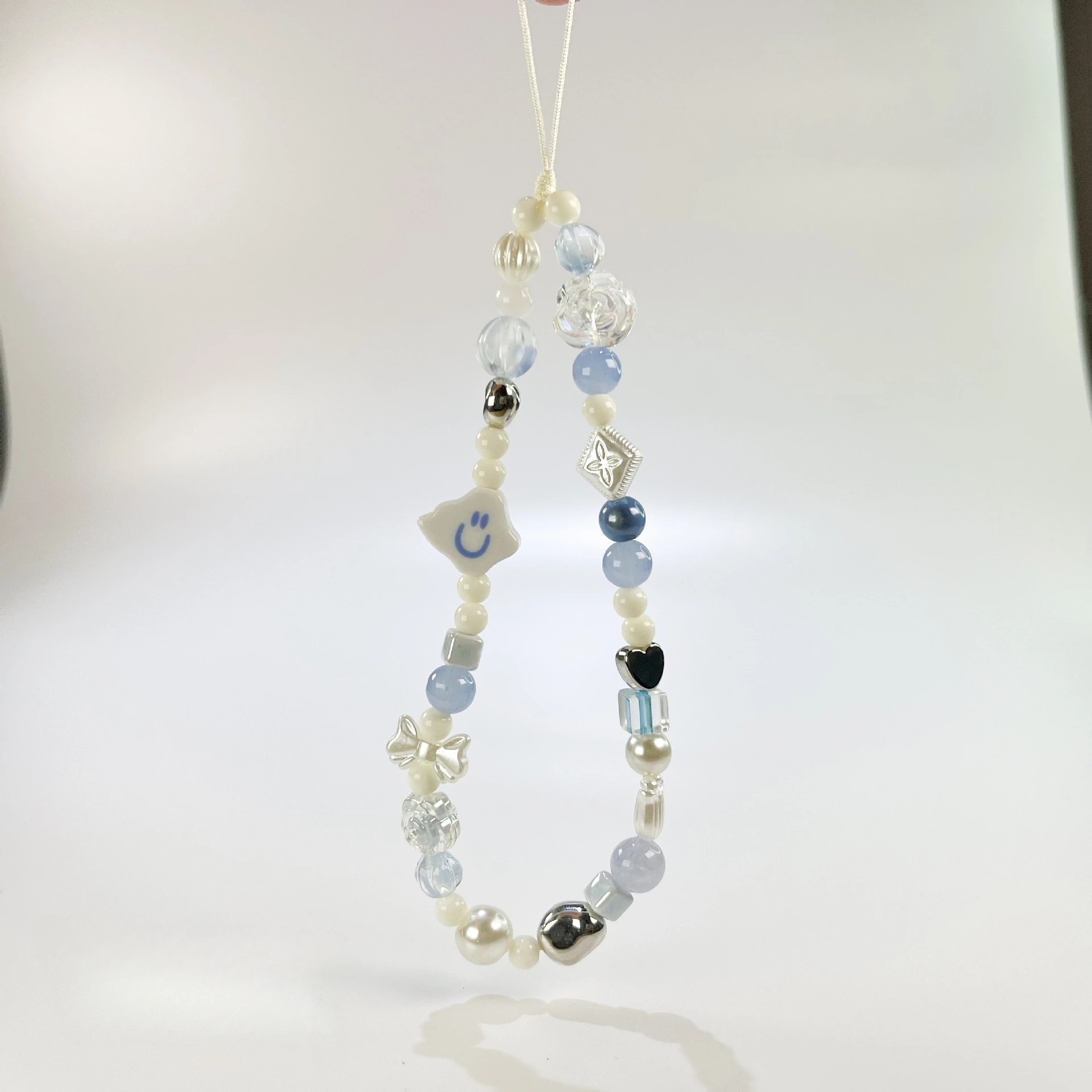 لتقوم بها بنفسك حبة الأزرق الهاتف الحبل لطيف الأصلي Ins كوريا قلادة مفتاح ملحقات السلسلة ل iP 14 برو ماكس كاميرا CCD المدرسية Airpods