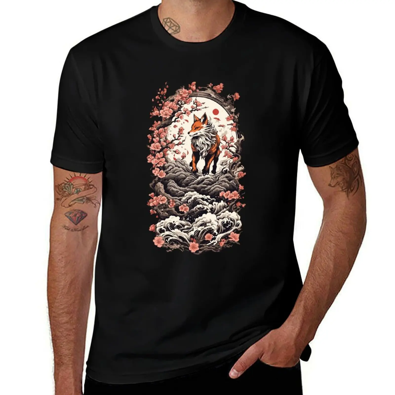

Fox Spirit Kitsune Aesthetic Yokai Vintage Japan T-Shirt Holiday All Match T-Shirt
