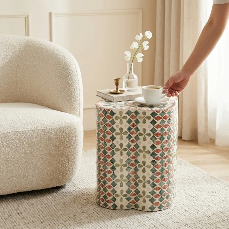 Imported French shell fritillary side table handmade small coffee table sofa living room home
