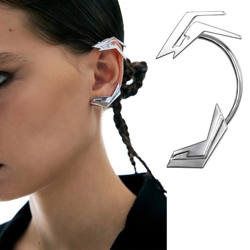 Futuristic Skeletal Spine Alien Ear Hooks Silver Color Ear Clips Fashion Jewelry