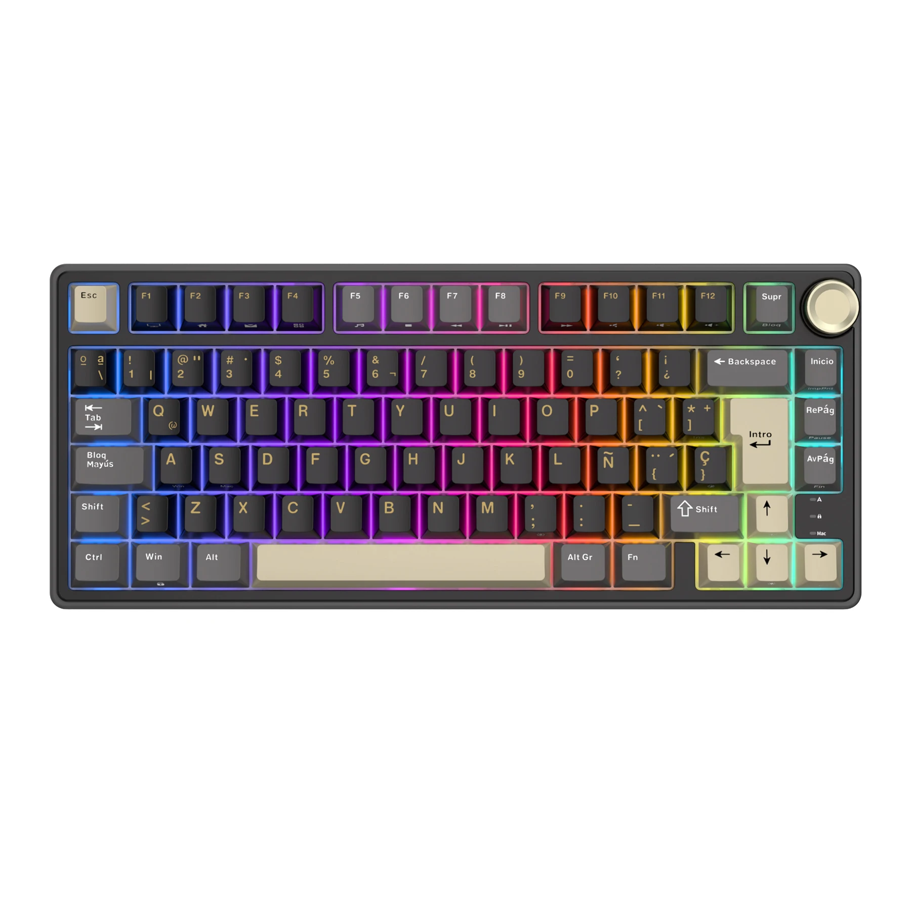 RK Royal Kludge R75 Teclado Mecánico Español Gasket Diseño 75% Retroiluminación RGB Hot-swappable Teclados Gaming Personalizados Cableados