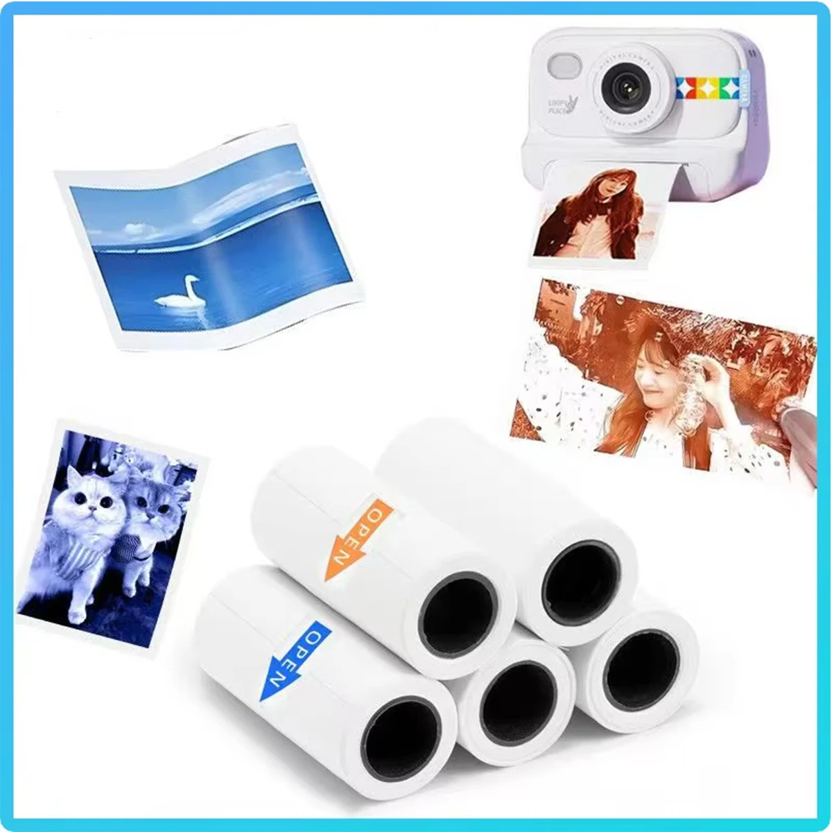 `Color Thermal Paper 57×25mm Self‑Adhesive  Print Color Matches Seal Label for T02 Mini Pocket Portable Printer St