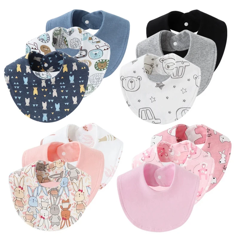 

Cotton Baby Bibs Cartoon Print Infant Saliva Towels for Girls Boys Newborn Bib Burp Cloth Baby Stuff Toddler Accessories 3Pcs