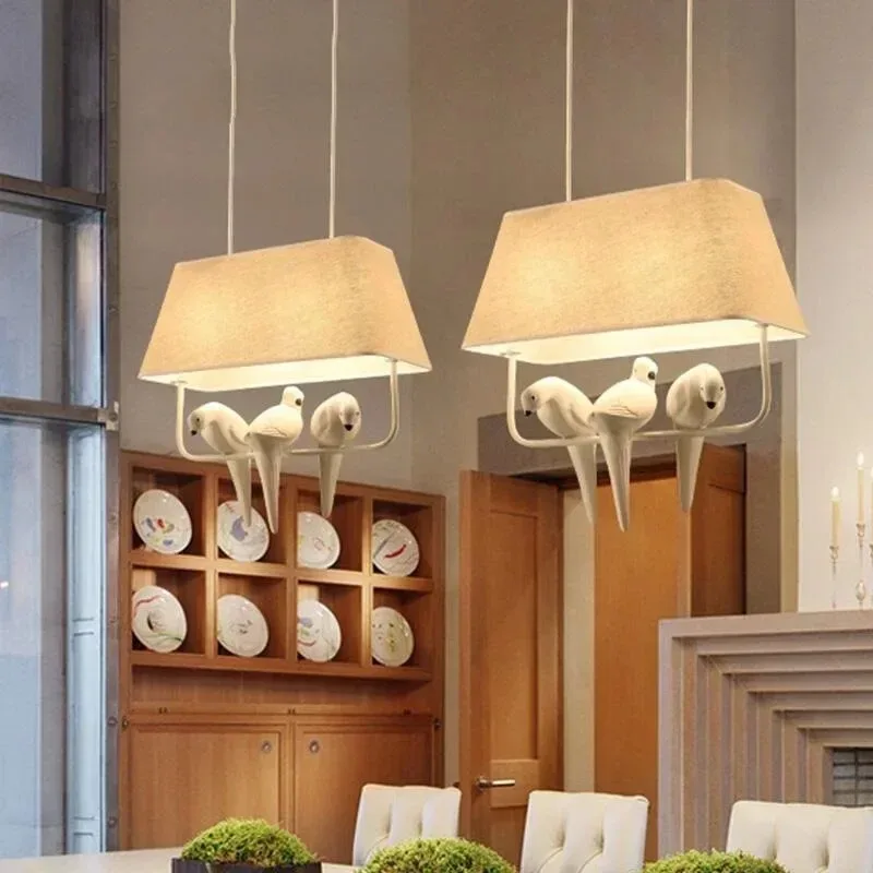 Cloth Art Bird  LED Creative Pendant Lights for  Children Room Restaurant Kitchen Decoration Hanging Lamp Hotle Lamp 110v 220v
