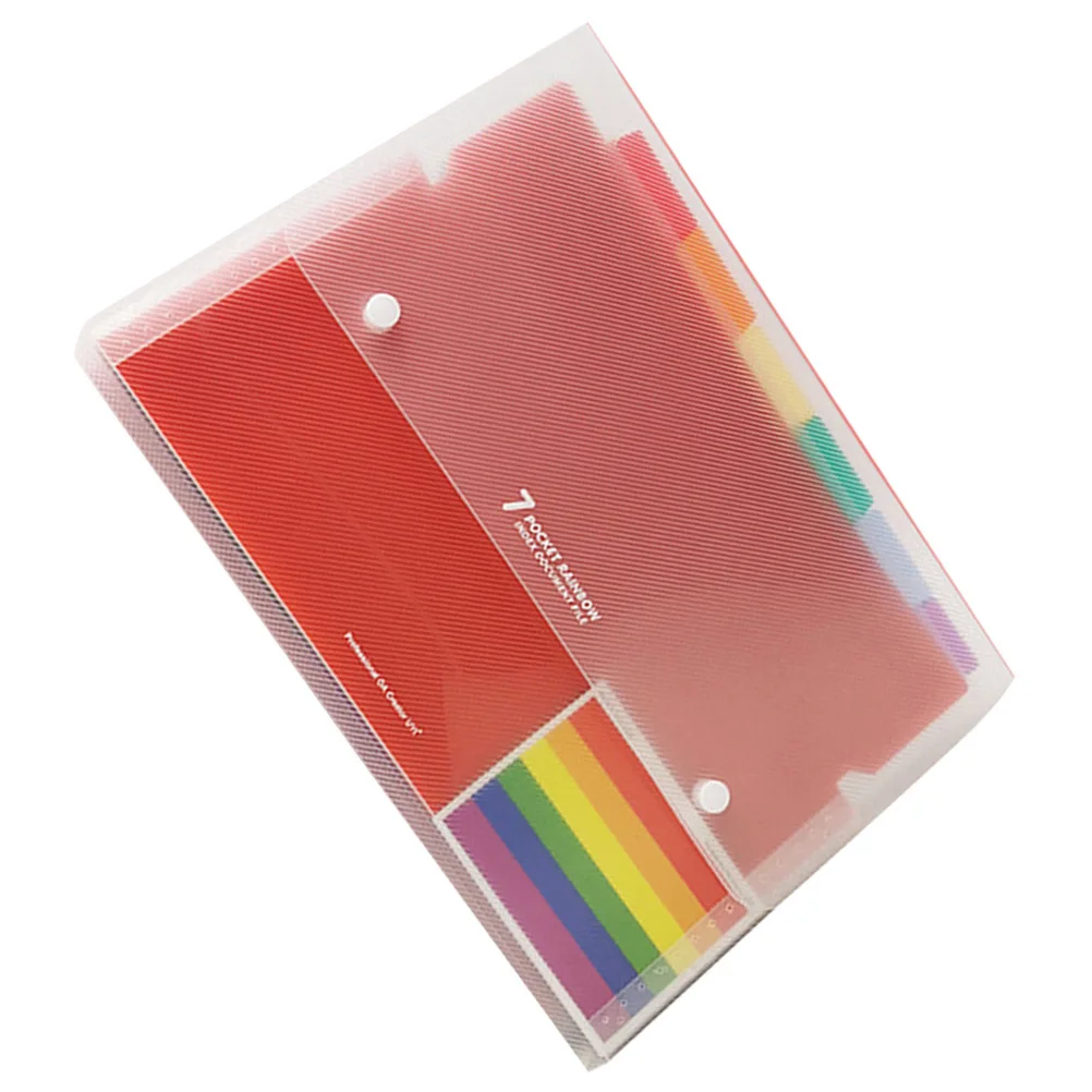 

7 Pockets Plastic File Folder Rainbow Expandable Document Organizer Portable File Bag for School Office Student Accessories