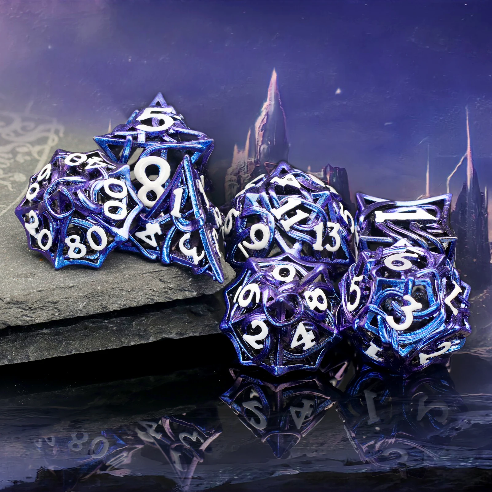 DND Dice 7PCS Polyhedral Dice Set Hollow Metal Vine D&D Dice RPG Dice For Dungeons and Dragon, Role Playing Game