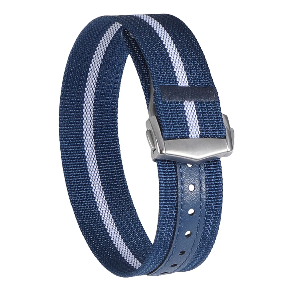 Premium Ribbed Watch Band Deployant Clasp Nylon 20mm 22mm Watch Strap for Omega Folding Buckle Watchband Sport Wristband For Men image 3