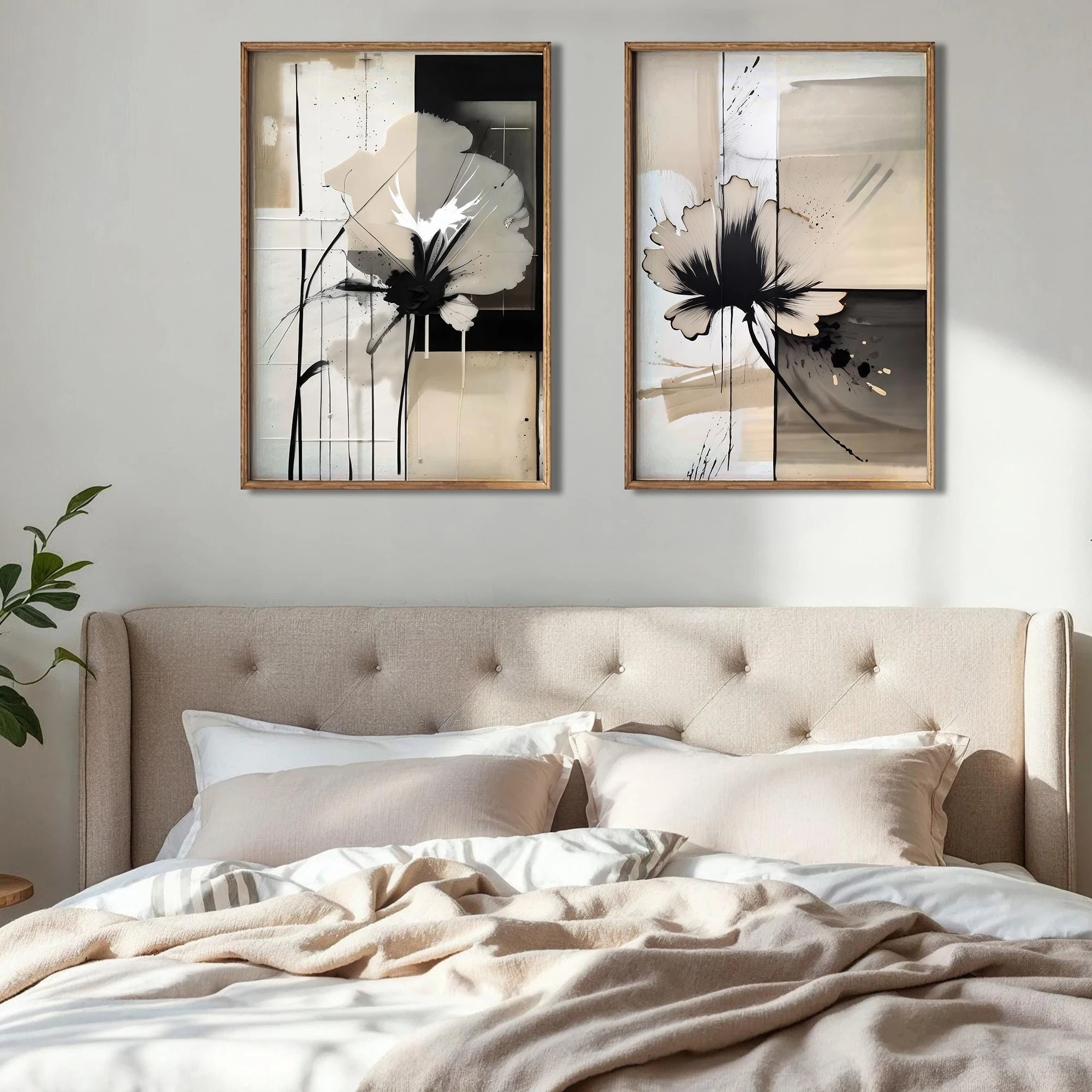 

Modern abstract floral poster canvas painting print art simple monochrome wall art poster decoration painting home decor