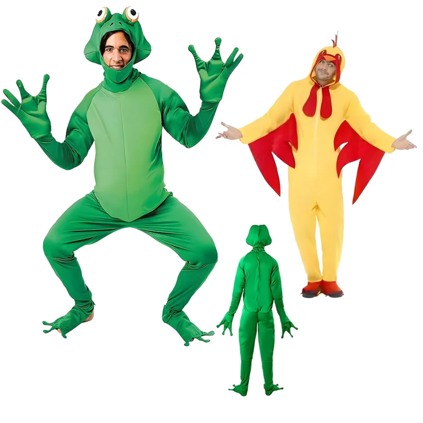 

Halloween Unisex Funny Animal Chicken Cosplay Costume Adult Frog Novelty Mascot Role Play Party Jumpsuit Carnival Stage Outfit