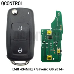 QUrl-Clé télécommande de voiture 2 BT, 434MHz, puce ID48, GOL 2014, 2015, 2015, 2017, Saveiro G6, VW, VolksWagen