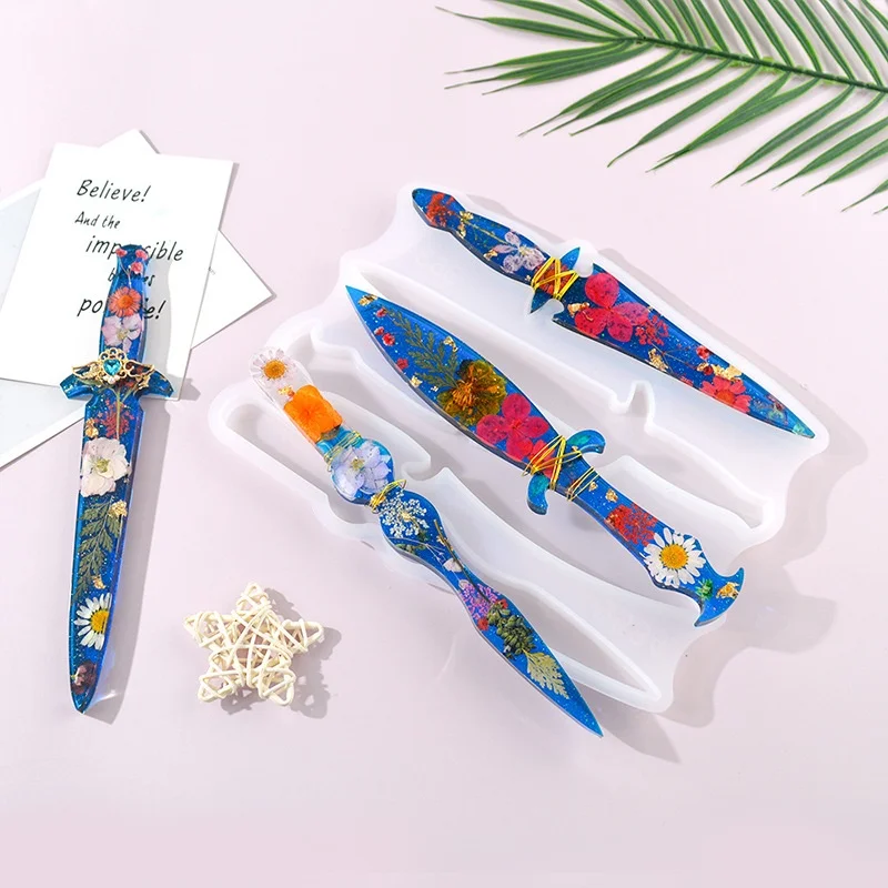 Moule en Silicone fait à la main, mélange de bricolage, coupe-épée, couteau en forme de bijoux, moules en résine époxy cristal, artisanat, outils de moulage de bijoux