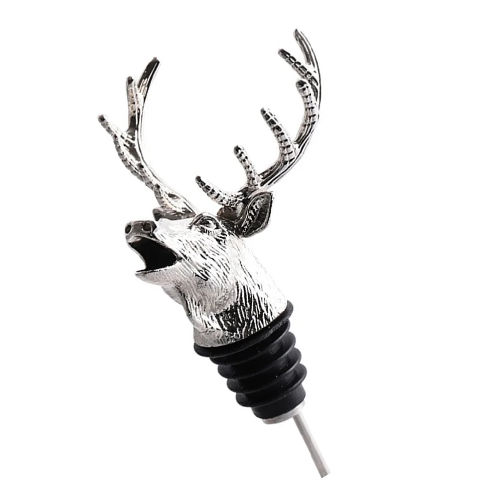 

Deer Head Pourer Bottle Stopper Bottles Metal Animals Spout Alloy Aerator Zinc