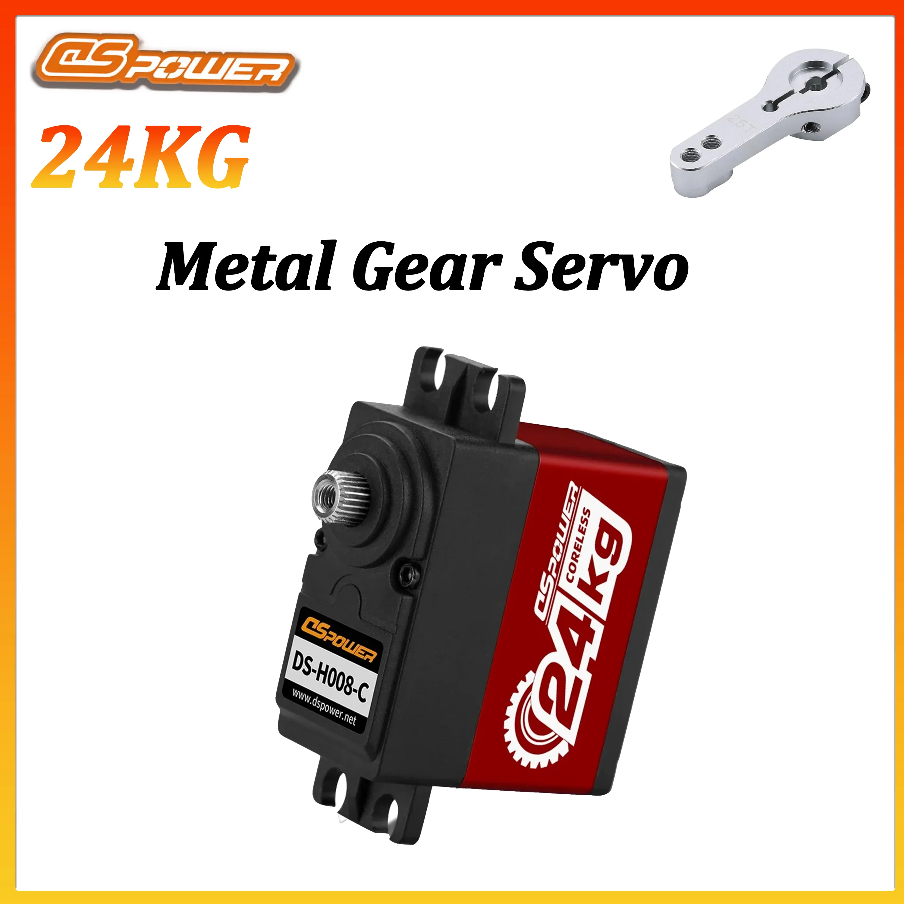 

DSPOWER 24KG Metal Gear Digital Servo Large Torque for 1/8 1/10 RC Car Crawler Car Robot Boat Plane Toy Accessories SCX10 Axial