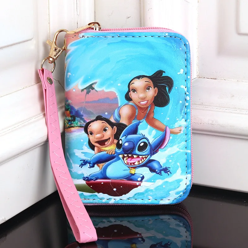 Disney Mini Stitch Wallet for Women Kawaii Cartoon Coin Purse Pu Leather Handbag Durable Portable Lightweight