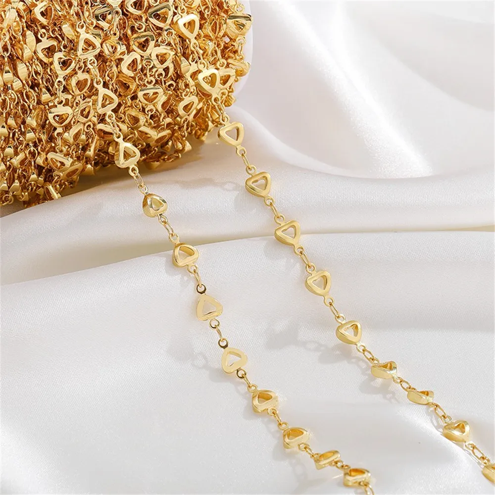 14K Gold-Color Love Chain Loose Chain Handmade DIY Handmade Bracelet Necklace Extension Chain Jewelry Material Accessories L019