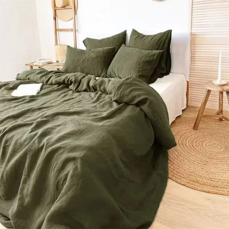 Home Textiles Bedding 100% French Linen Stone-washed Natural Duvet Cover Comfortable Quilt Comforter Cover Queen Durable Healthy