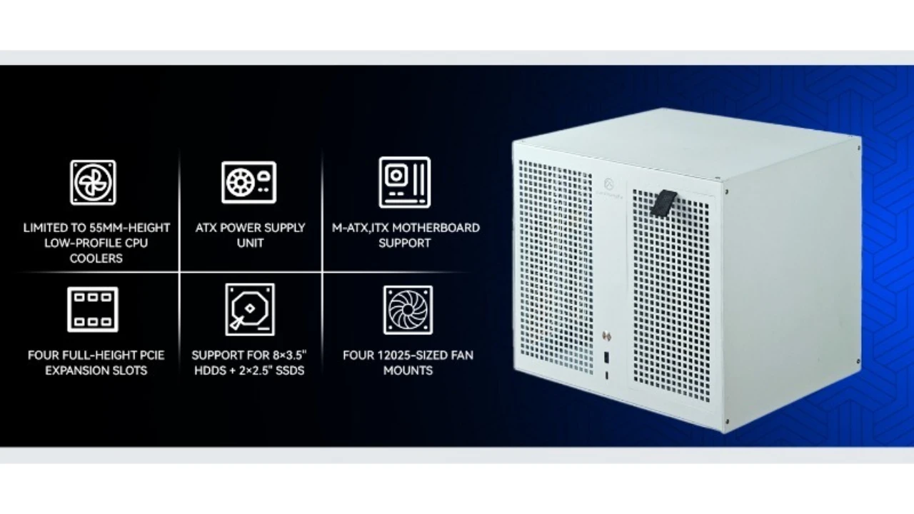 

Sagittarius 8-bay NAS chassis with backboard, ATX power supply, MATX full height PCIe, Qunhui AIO storage, UNRAID