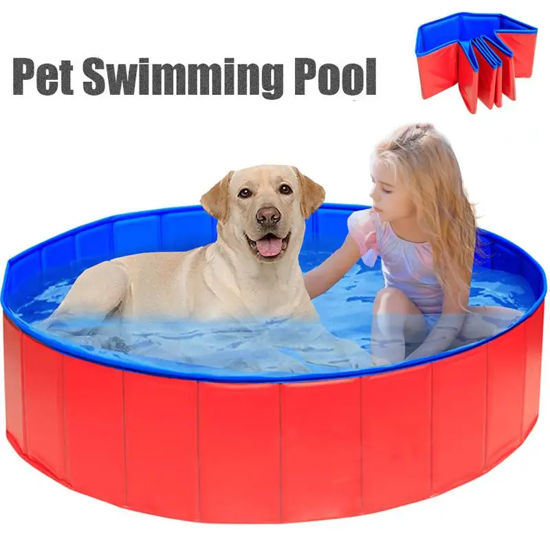 Foldable Pet Dog Swimming Pool Kids Ball Pool Indoor Outdoor Summer Cool Bath Bathtub 60-80CM Diameter Portable Pet Bathing Tub