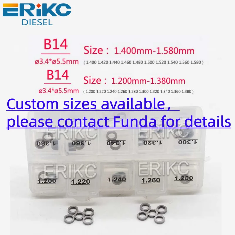 ERIKC 30 PCS B14 SIZE 1.80 MM-1.88 MM Injector Base Washer Sealing Steel Ring B14 For Injector