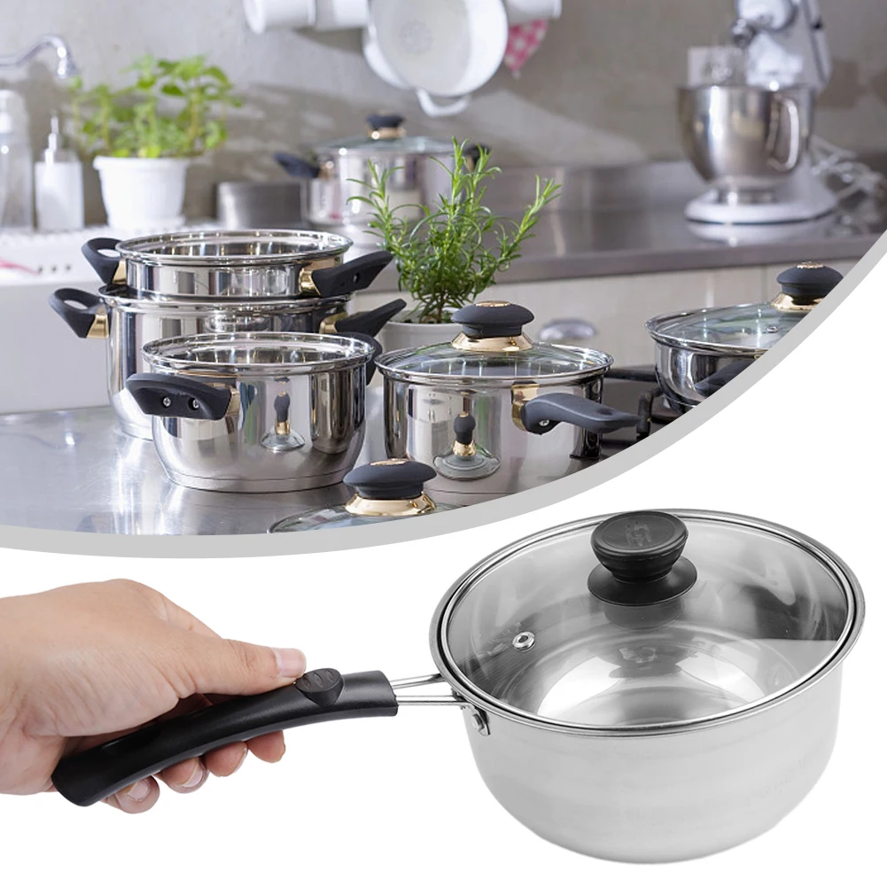 Cooking Soup Pots Set Stainless Steel Dish Stew Pan with Glass Lid High Temperature Resistance and Non rusting