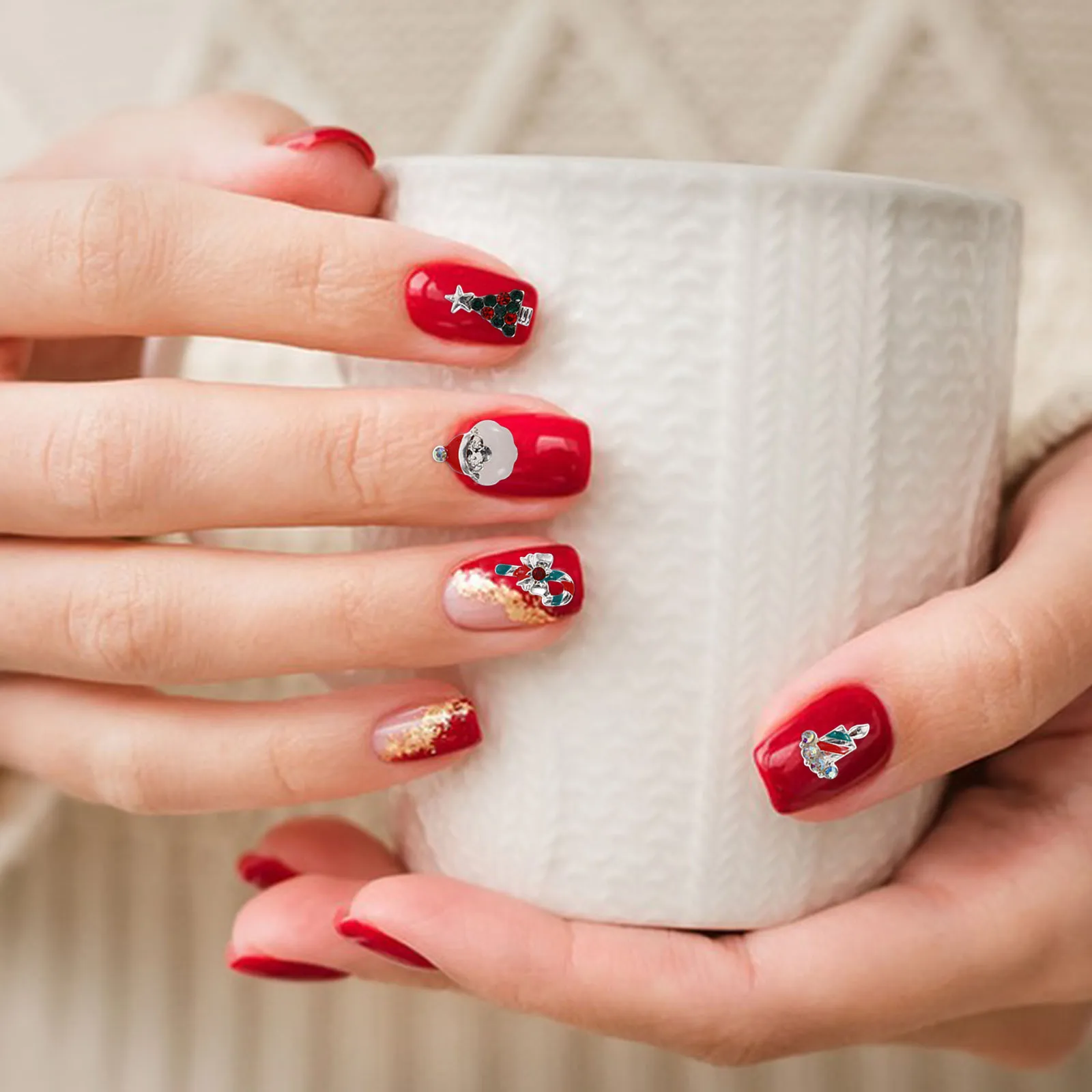 Weihnachten Nagel Edelsteine Weihnachtsmann Bäume Schneeflocken Socken Legierung Nieten Strasssteine Einzigartige 3D-Effekt Urlaub Maniküre Nagel Charms