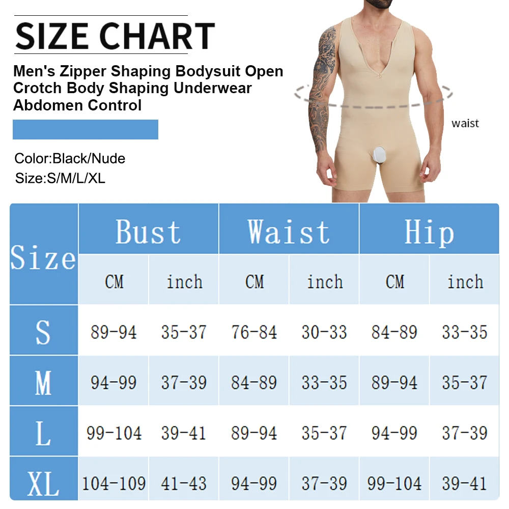 Zipper Sleeveless Bodysuit Men Full Body Shaper Compression Undershirt Shapewear Tummy Control Faja Para Hombres Slimming Vest
