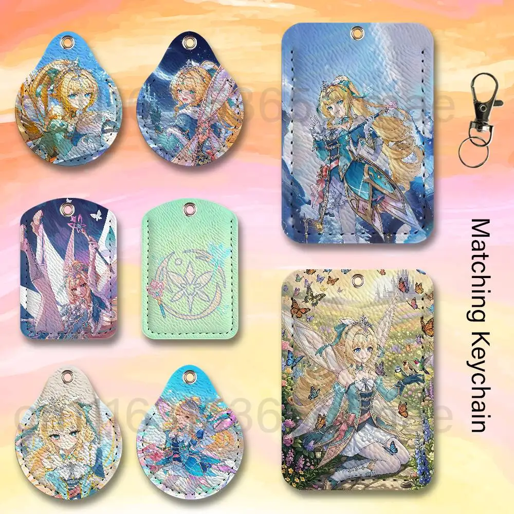 G-Genshin Impact Vesna Card Holder Keychain Key Air Tag Ring Door Lock Access Protective Case For Security Gift