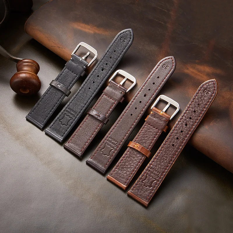 Retro Leather Strap Oil Wax Discoloration Watch Straps Business Men Women Watchband Replacement Belts 18mm 19mm 20mm 21mm 22mm