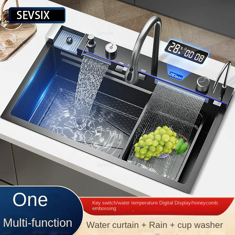 

Manufacturer's lowest price, stainless steel kitchen sink, single sink kitchen sink, Feiyu Waterfall faucet