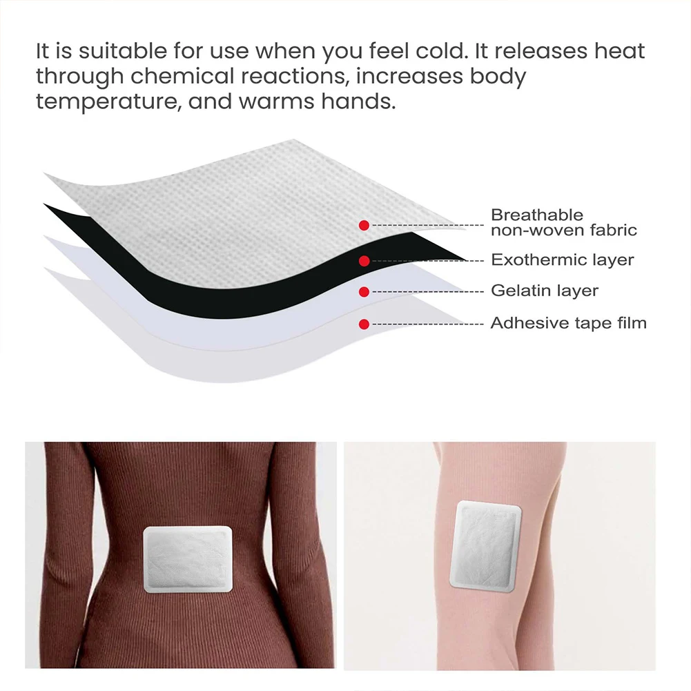 20/40Pcs Disposable Hand Warmer Self-Adhesive Winter Hand Body Foot Waist Warmer Long Lasting Hand Heating Pad for Men Women