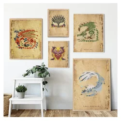 Japanese Game Animated Retro Monster Hunter Posters Canvas Painting Prints Pictures for Living Room Nordic Wall Art Home Decor