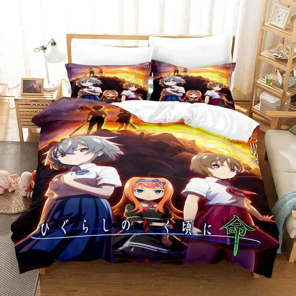 

Game Higurashi When They Cry Bedding Set Single Twin Full Queen King Size Bed Set Adult Kid Bedroom Duvetcover Sets Home Textile