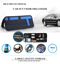 Sun Visor Organizer Multi-Pocket Elastic Band Clip Tools Storage Bag Universal For Jeep Wrangler Accessories Interior Car Parts