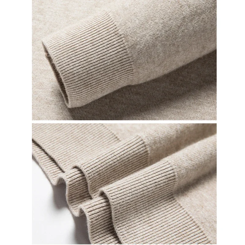 سترات الخريف والشتاء، سترات شبه عالية الرقبة، سترات رجالية كاجوال متعددة الاستخدامات بلون سادة، سترات محبوكة دافئة للرجال #4