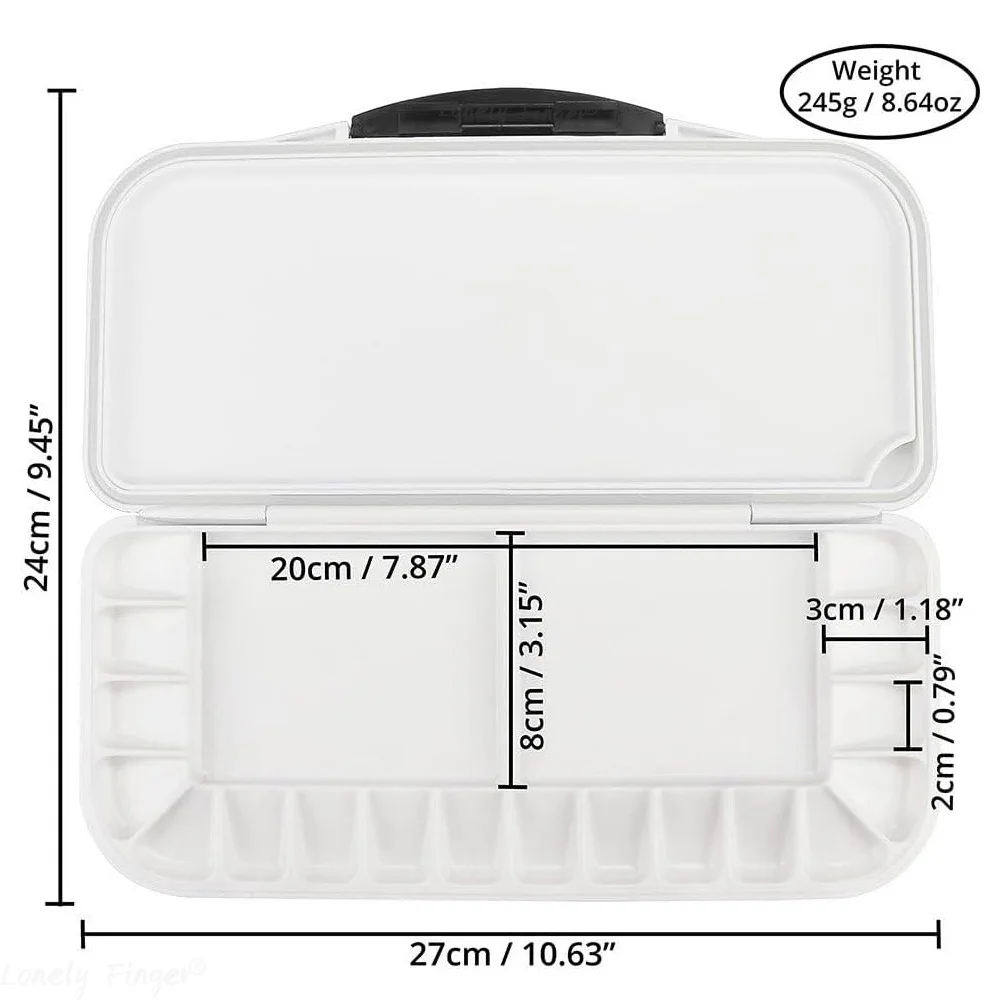 18 Wells Folding Watercolor Palette with Lid 2 Mixing Areas And 1 Large Mixing Tray for Gouache Acrylic Paint Palette