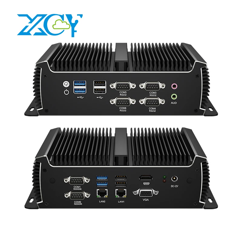 XCY X89 Fanless Industrial PC i5-1135G7 6x Serial Ports RS232 RS485 RS422 8x USB 2x 2.5G LAN HDMI VGA WiFi 4G LTE Windows 10/11