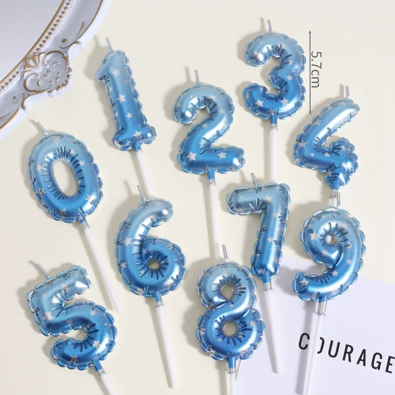 

Numbers 0-9 Birthday Candle Cute Blue Star Cake Decoration Candles for Party Commemoration Day Table Home Room Decor Accessories