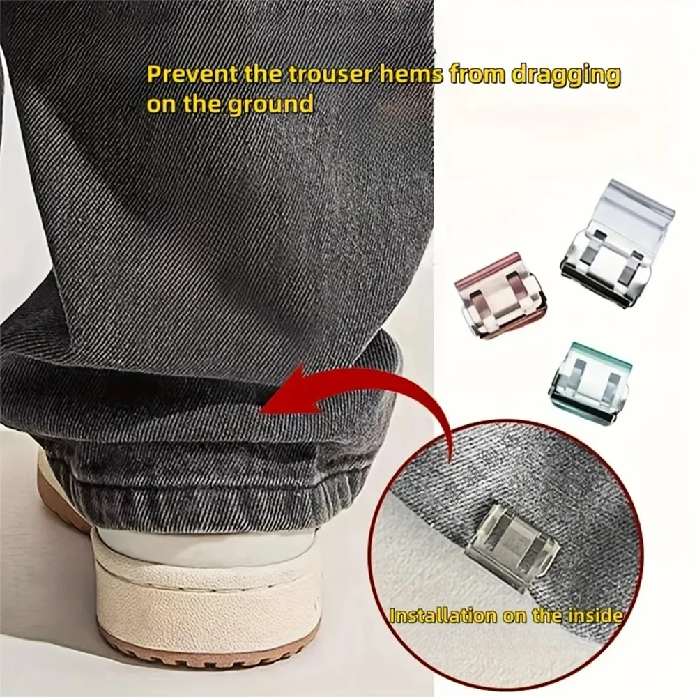 Invisible Leg Shortening Clip Non-Slip Hidden Pants Edge Hem Fixer Seam-Free Pants Length Adjuster No Sew Reusable Clothing Clip