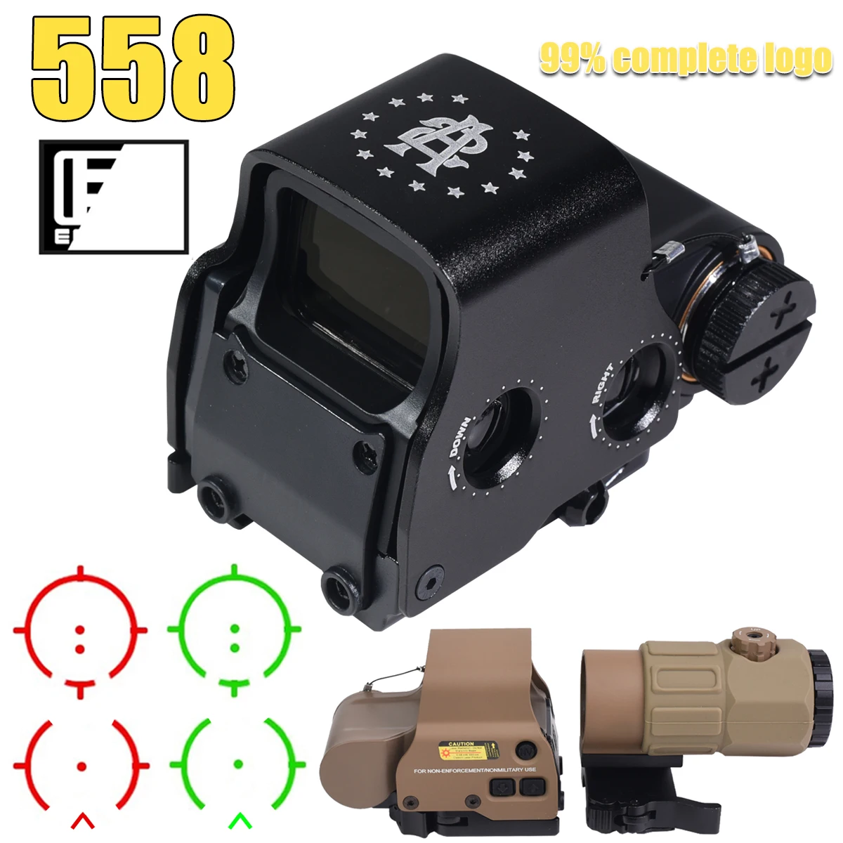 

Голографический коллиматор 558DC*/558 с красной точкой, увеличитель G43 3X G45 5X, новое охотничье снаряжение с креплениями на планку 20 мм и быстросъемным рычагом QD