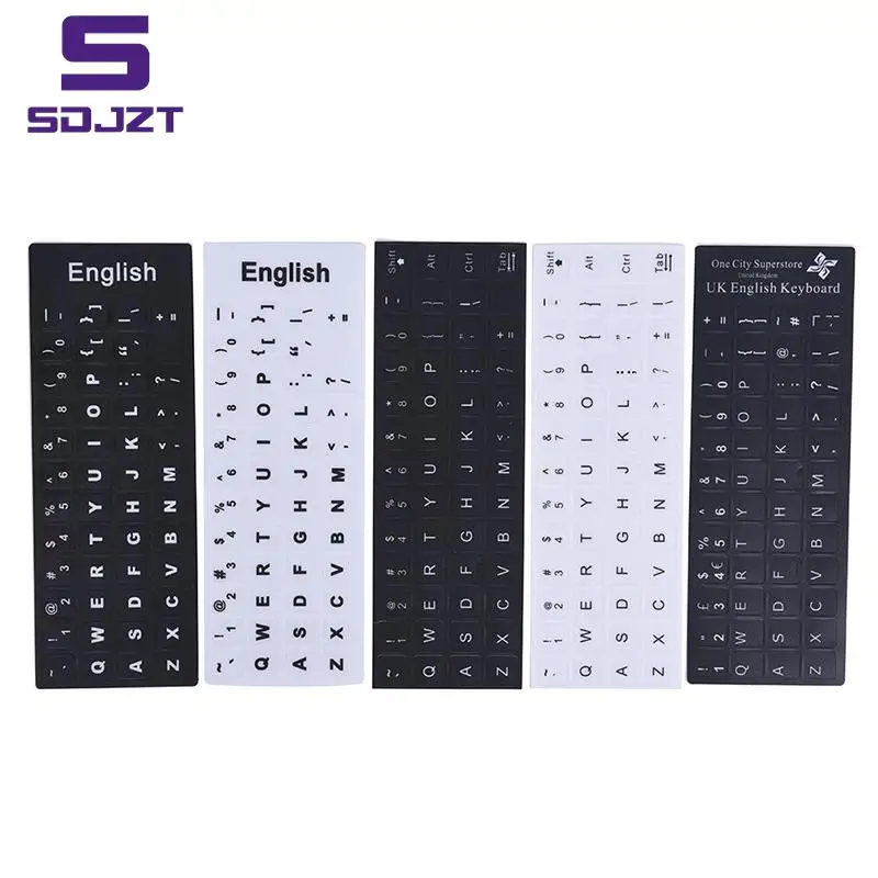 1pc English Keyboard Replacement Stickers White on Black Any PC Computer Laptop