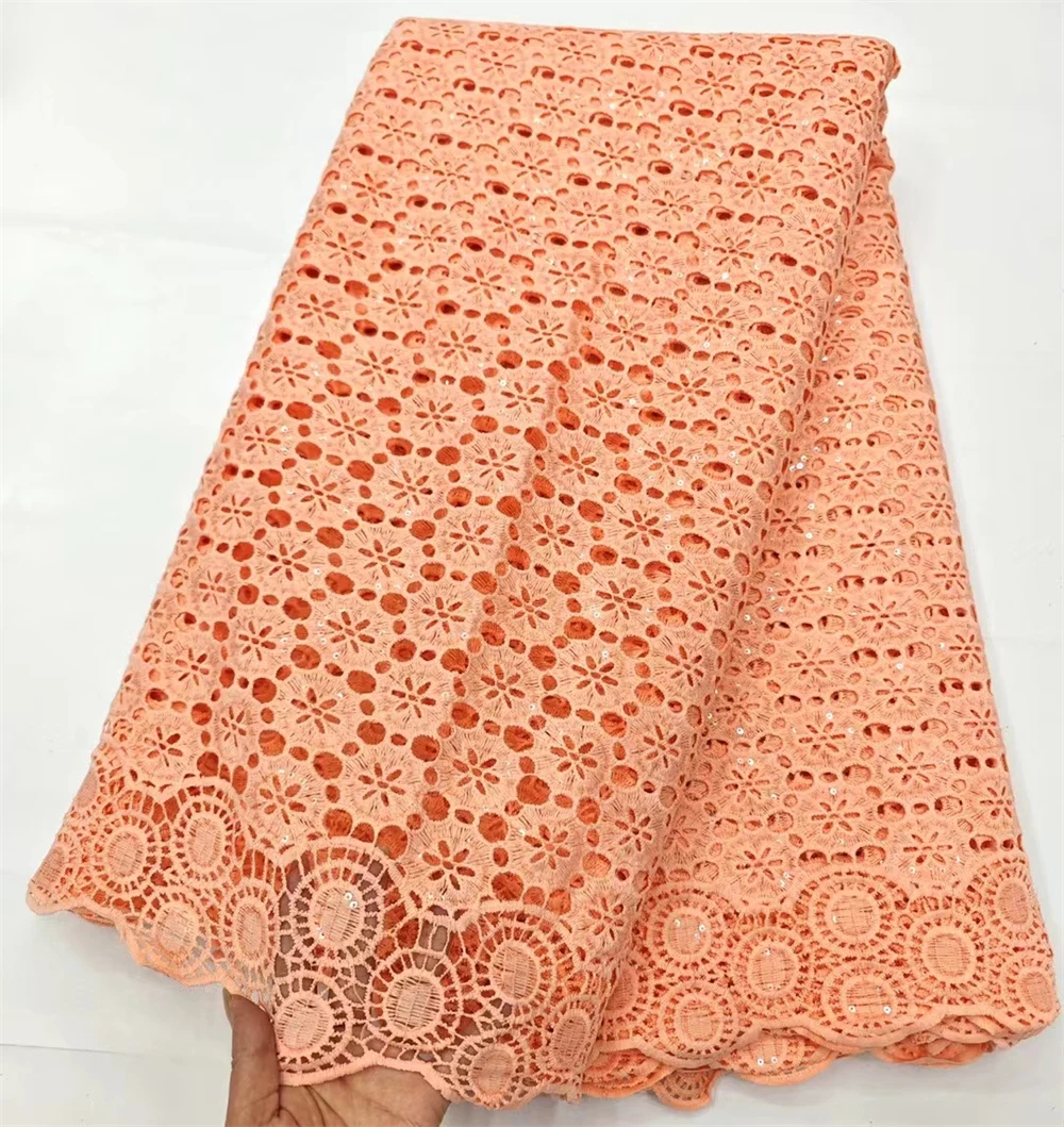 

Fashion Peach Nigerian Lace Fabric 2023 High Quality Lace African Guipure Cord Lace Fabric French Tull Lace For Women Weddging