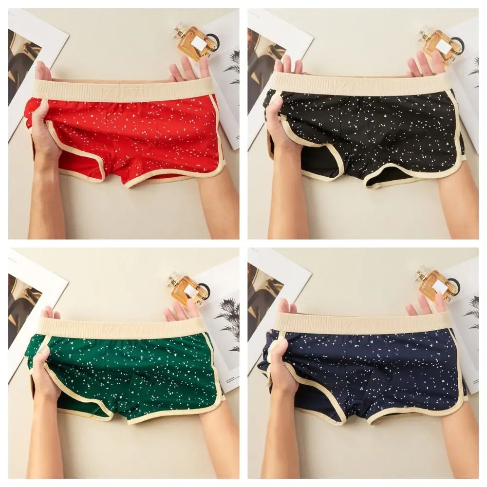 

Elastic Dots Mens Boxer Briefs Color Blocking Sweat Absorption Cotton Boxer Underpants Soft Underwear Underwear for Men Daily