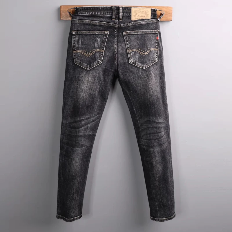 Designer Fashion New Men's Jeans Stretch Slimming Retro Washable Black Grey Jeans Designer High Quality Pants Hombre